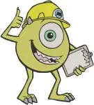 Disney Pixar Monsters University Mike Wazowski Mu Hat Megaphone Books Student Bundle - Filled Embroidery Design - 4036