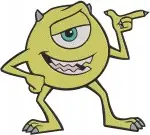 Disney Pixar Monsters University Mike Wazowski Scaring Poses With Bird One Eyed Monster Set - Filled Embroidery Design - 4040