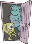 Disney Pixar Monsters Inc Mike Wazowski Sulley Sullivan Best Friends Door Scene - Filled Embroidery Design - 4047