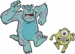 Disney Pixar Monsters Inc Mike Wazowski Sulley Sullivan Best Friends Door Scene - Filled Embroidery Design - 4048