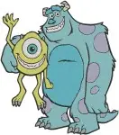 Disney Pixar Monsters Inc Mike Wazowski Sulley Sullivan Buddy Poses Interaction - Filled Embroidery Design - 4049