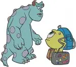 Disney Pixar Monsters Inc Mike Wazowski Sulley Sullivan Buddy Poses Interaction - Filled Embroidery Design - 4052