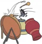 Disney Mulan Cri Kee Lucky Cricket Playing Drum On Lily Pad Character Poses - Filled Embroidery Design - 4085