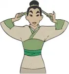 Disney Mulan Fa Mulan Warrior Training Poses Sword Practice On Bridge Heroine - Filled Embroidery Design - 4098