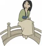 Disney Mulan Fa Mulan Warrior Training Poses Sword Practice On Bridge Heroine - Filled Embroidery Design - 4099