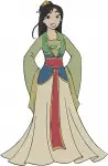 Disney Mulan Fa Mulan Elegant Dresses With Butterfly Matchmaker Outfit Princess - Filled Embroidery Design - 4102