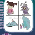 Monsters Inc - Sulley James P Sullivan And Boo Human Child - Gentle Giant And Little Girl Pack - Filled Embroidery Design - Instant Download
