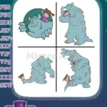 Monsters Inc - Sulley And Boo Riding On His Back - Friendship And Fun Moments - Pixar Movie - Filled Embroidery Design - Instant Download