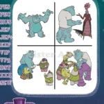 Disney Pixar Monsters University Sulley Mike Wazowski Dean Hardscrabble Scare School - Filled Embroidery Design - Instant Download