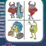 Disney Pixar Monsters University Sulley Ror Jacket Mike Hat Suitcase Randall Boggs Designs - Filled Embroidery Design - Instant Download