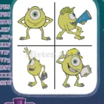 Disney Pixar Monsters University Mike Wazowski Mu Hat Megaphone Books Student Bundle - Filled Embroidery Design - Instant Download