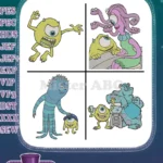 Disney Pixar Monsters Characters Mike Celia Mae Squishys Mom Sulley Assorted Collection - Filled Embroidery Design - Instant Download