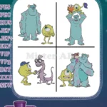 Disney Pixar Monsters University Mike Randall Boggs Sulley Fraternity Rivals Designs - Filled Embroidery Design - Instant Download