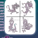 Disney Pixar Monsters Inc University Randall Boggs Lizard Monster Various Poses Collection - Filled Embroidery Design - Instant Download