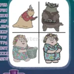 Disney Pixar Monsters University Dean Hardscrabble Mrs Graves Sheri Squibbles Faculty - Filled Embroidery Design - Instant Download