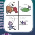 Disney Mulan Cri Kee Lucky Cricket Playing Drum On Lily Pad Character Poses - Filled Embroidery Design - Instant Download