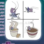 Disney Mulan Cri Kee Cricket In Tea Cup With Mouse Friend Whimsical Scenes Bundle - Filled Embroidery Design - Instant Download