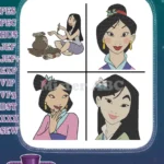 Disney Mulan Fa Mulan Close Up Portraits Applying Makeup Reflection Beauty Set - Filled Embroidery Design - Instant Download
