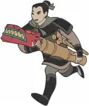 Mulan As Ping Li Shang Warrior Mulan In Armor And With Sword Poses - Filled Embroidery Design - 4140