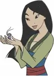 Mulan Sitting Peacefully With Tea Food Bowl And Holding Lantern Scenes - Filled Embroidery Design - 4151