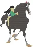 Mulan On Khan Horse Li Shang On Horseback And Mulan Warrior Riding Khan - Filled Embroidery Design - 4152