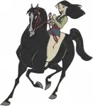 Mulan On Khan Horse Li Shang On Horseback And Mulan Warrior Riding Khan - Filled Embroidery Design - 4154