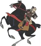 Mulan On Khan Horse Li Shang On Horseback And Mulan Warrior Riding Khan - Filled Embroidery Design - 4155