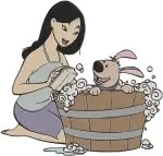 Mulan And Shang Embrace Mulan Bathing In Hanfu With Basket And Fishing - Filled Embroidery Design - 4157