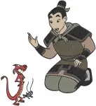 Mulan With Lantern Cri Kee Mushu Dragon And Friends Yao Ling Chien Po - Filled Embroidery Design - 4166