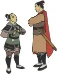 Mulan And Li Shang Romantic Interactions Shang With Ping And Group Poses - Filled Embroidery Design - 4180
