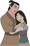 Mulan And Li Shang Various Close Up And Full Body Romantic Interaction Poses - Filled Embroidery Design - 4189