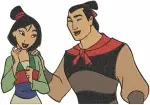 Mulan And Li Shang More Interactions Mulan As Geisha With Shang Couple Scenes - Filled Embroidery Design - 4191