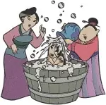 Mulan Family Scenes Fa Zhou Fa Li Grandmother Fa Bathing And Matchmaking - Filled Embroidery Design - 4194