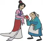 Mulan With Father Fa Zhou Matchmaker Interaction Grandmother Fa And Cri Kee - Filled Embroidery Design - 4204