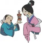 Mulan With Father Fa Zhou Matchmaker Interaction Grandmother Fa And Cri Kee - Filled Embroidery Design - 4205