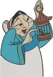 Mulan Characters Chi Fu Advisor Grandmother Fa With Cri Kee And Fa Zhou - Filled Embroidery Design - 4209