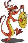 Mulan Mushu Dragon With Lantern On Tree Branch With Drum And On Cloud Flying - Filled Embroidery Design - 4215
