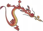 Mulan Mushu Dragon Various Poses Flying Breathing Fire And With Gong Collection - Filled Embroidery Design - 4220