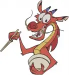 Mulan Mushu Dragon Various Poses Flying Breathing Fire And With Gong Collection - Filled Embroidery Design - 4221