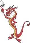 Mulan Mushu Dragon On Rock Flying Detailed Portrait And Breathing Fire - Filled Embroidery Design - 4230