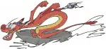 Mulan Mushu Dragon On Rock Flying Breathing Fire And Dynamic Action Poses - Filled Embroidery Design - 4231