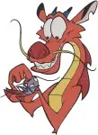 Mulan Mushu Dragon On Rock Flying Detailed Portrait And Breathing Fire - Filled Embroidery Design - 4232