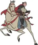 Mulan Disney Movie - Captain Li Shang On Horse Khan - Warrior Leader Poses - Chinese Hero - Filled Embroidery Design - 4245