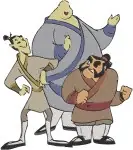 Mulan Disney Movie - Yao Ling Chien Po Trio - Chi Fu Emperor'S Counsel - Warrior Group - Filled Embroidery Design - 4255