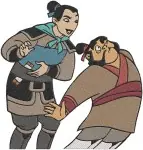 Mulan Disney Movie - Yao Ling Chien Po Trio - Chi Fu Emperor'S Counsel - Warrior Group - Filled Embroidery Design - 4257