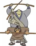 Mulan Disney Movie - Yao Ling Chien Po Training On Poles - Comical Warriors Practice - Filled Embroidery Design - 4258