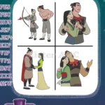 Mulan And Li Shang Archery Practice Romantic Embrace And Yellow Dress Couple - Filled Embroidery Design - Instant Download