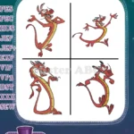 Mulan Mushu Dragon Various Standing Expressive And Dynamic Character Poses - Filled Embroidery Design - Instant Download