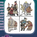 Mulan Disney Movie - Yao Ling Chien Po Trio - Chi Fu Emperor'S Counsel - Warrior Group - Filled Embroidery Design - Instant Download