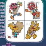 Muppet Babies Classic - Animal Drummer - Fozzie Bear Comedian - Scooter And Skeeter Twins - Playtime - Filled Embroidery Design - Instant Download